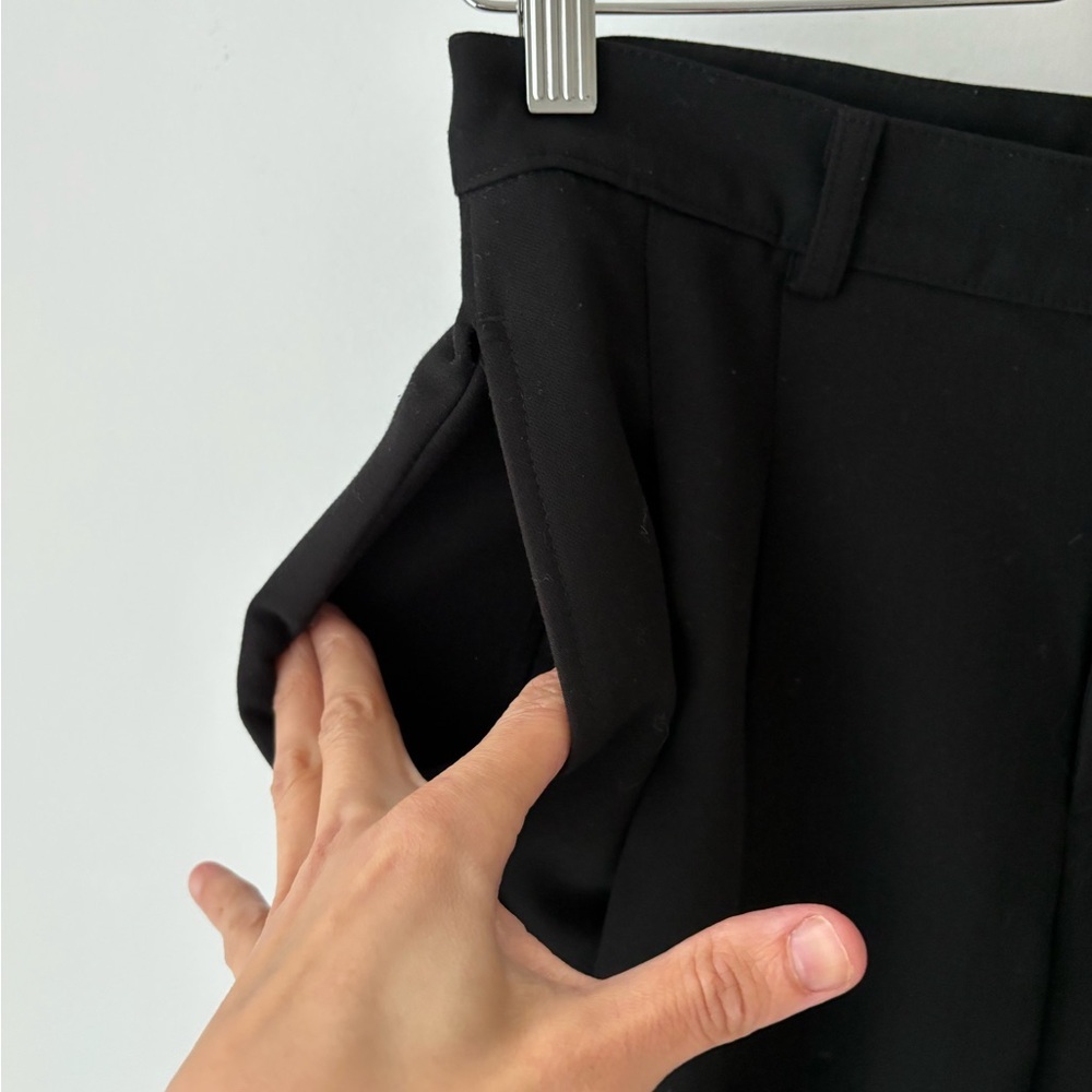 DOVLE Black Pleated Trousers High Rise Cropped Wide Leg Minimalist S - Picture 6 of 9